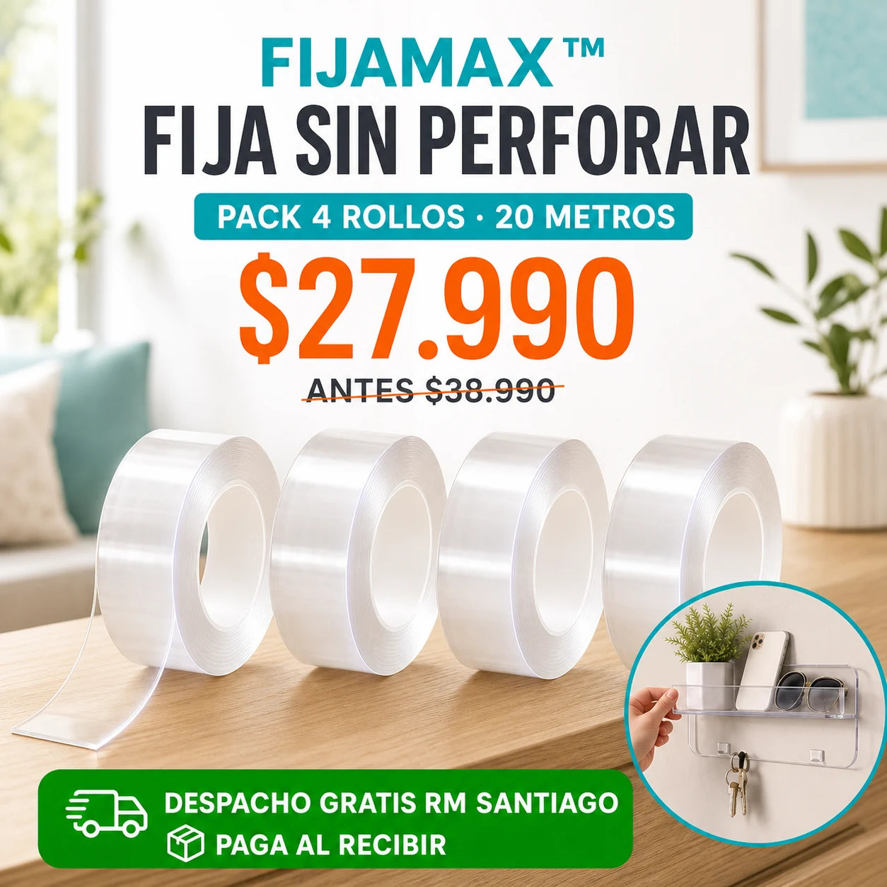 X4 FijaMax™ | Cinta Nano Reutilizable