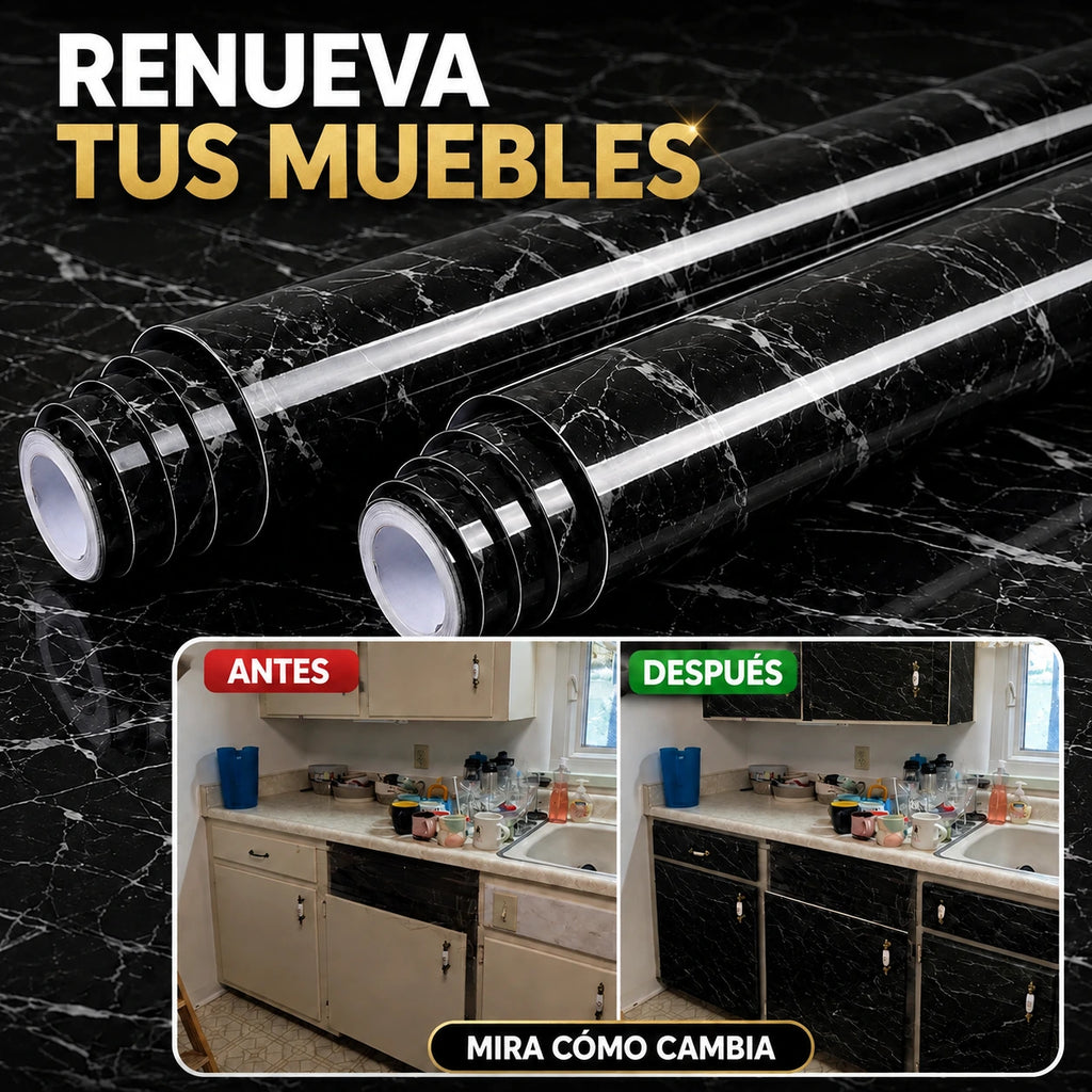 Papel Tapiz Mármol Negro PACK X2